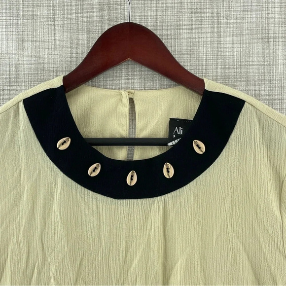 Ali Miles Petites *no tags* Short Sleeve semi-transpatent cream blouse 9384 - Picture 4 of 7